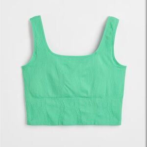 H&M Green Sleeveless Fitted Crop Tank Top